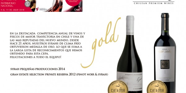 Catador Oro para nuestros Syrah