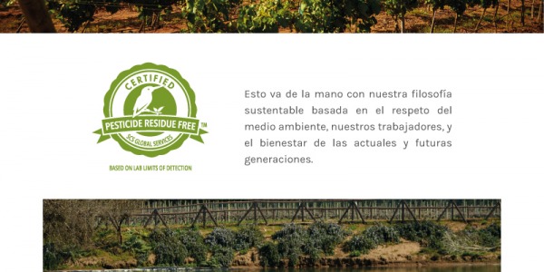 Orgullosos de certificar nuestros vinos libres de residuos pesticidas